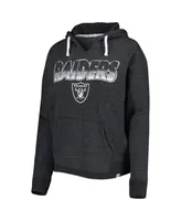 Women's '47 Brand Black Las Vegas Raiders Color Rise Kennedy Notch Neck Pullover Hoodie