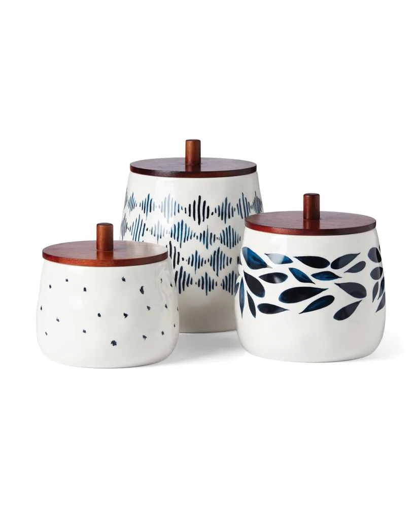 Lenox Blue Bay 3-Piece Kitchen Canister Set with Wood Lid