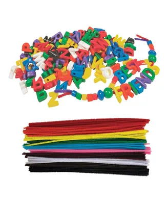 Kaplan Early Learning Lacing Manuscript Letter Beads & Chenille Stems