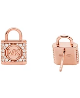 Michael Kors 14K Rose Gold-Plated Sterling Silver Pave Lock Stud Earrings