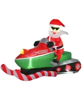 Homcom 7' Long Christmas Inflatable Santa Claus Driving a Snowmobile