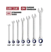 7 Piece Sae 100 Tooth Ratcheting Wrench Set