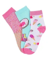 3 Pairs Girl's Ice Cream Cotton Blend Ankle Socks