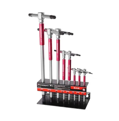 8 Piece Sae T-Handle Hex Key Wrench Set with Storage Rack