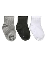 MeMoi Little Girls 3 Pairs Unisex Ribbed Non-Skid Ankle Socks