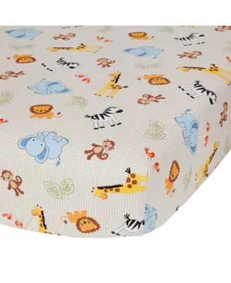 Bedtime Originals Jungle Buddies Beige Safari Animals Fitted Baby Crib Sheet