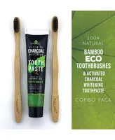 Pursonic Natural Bamboo Toothbrushes & Charcoal Whitening Toothpaste Set