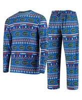 Men's Concepts Sport Royal Florida Gators Ugly Sweater Knit Long Sleeve Top and Pant Set