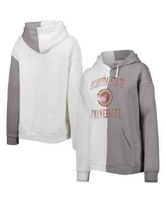 Women's Gameday Couture Gray, White Florida State Seminoles Split Pullover Hoodie