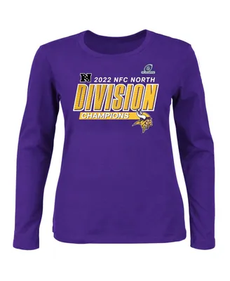 Women's Fanatics Purple Minnesota Vikings Plus 2022 Nfc North Division Champions Divide and Conquer Long Sleeve T-shirt