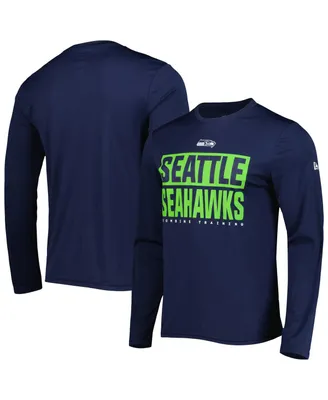 Men's New Era College Navy Seattle Seahawks Combine Authentic Offsides Long Sleeve T-shirt