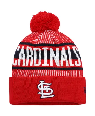Men's Fanatics Red St. Louis Cardinals Striped Cuffed Knit Hat with Pom