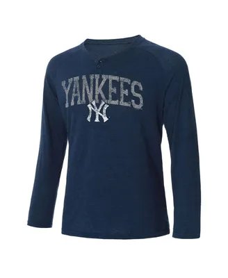Men's Concepts Sport Navy New York Yankees Inertia Raglan Long Sleeve Henley T-shirt