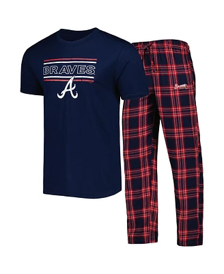 Men's Concepts Sport Navy, Red Atlanta Braves Badge T-shirt and Pants Sleep Set