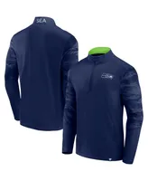 Men's Fanatics College Navy Seattle Seahawks Ringer Quarter-Zip Jacket