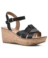 White Mountain Women's Simple Platform Wedge Sandals
