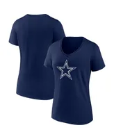 Women's Fanatics Navy Dallas Cowboys Icon Primary Team Logo V-Neck T-shirt