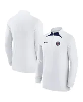 Men's Nike White Paris Saint-Germain Strike Drill Performance Raglan Quarter-Zip Long Sleeve Top