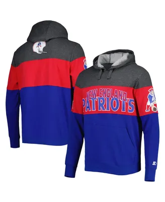 Men's Starter Royal, Heather Charcoal New England Patriots Extreme Vintage-Like Logos Pullover Hoodie