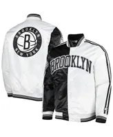 Men's Starter Black, White Brooklyn Nets Fast Break Satin Full-Snap Jacket