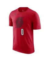 Men's Jordan Damian Lillard Red Portland Trail Blazers 2022/23 Statement Edition Name and Number T-shirt