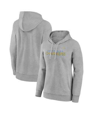 Women's Fanatics Heathered Gray Los Angeles Chargers Checklist Crossover V-Neck Pullover Hoodie