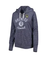 Women's Touch Navy Milwaukee Brewers Training Camp Tri-Blend Full-Zip Hoodie