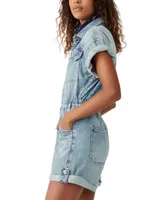 Free People Women's Marci Cuffed Denim Shortalls