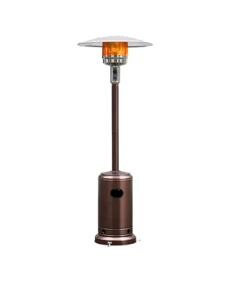 Costway 50000 Btu Propane Patio Heater Standing Lp Gas Steel W/ Wheels Bronze