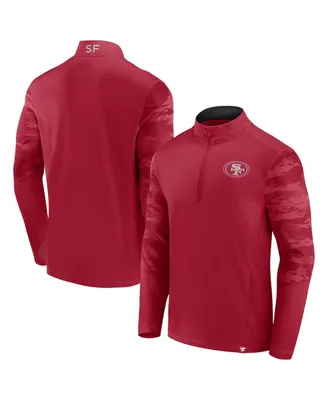 Men's Fanatics Scarlet San Francisco 49ers Ringer Quarter-Zip Jacket