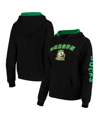 Women's Colosseum Black Oregon Ducks Loud and Proud Pullover Hoodie