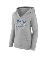 Women's Fanatics Gray Tampa Bay Lightning Simplicity Crossover V-Neck Pullover Hoodie