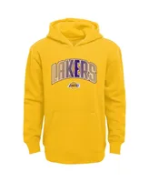 Little Boys and Girls Gold, Heather Gray Los Angeles Lakers Double Up Pullover Hoodie and Pants Set