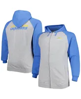 Profile Men's Fanatics Branded Heather Gray Los Angeles Chargers Big and Tall Fleece Raglan Full-Zip Hoodie Jacket