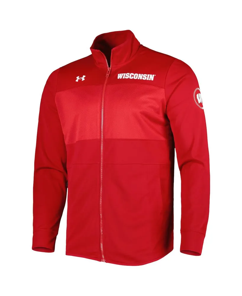 Men's Under Armour Red Wisconsin Badgers Knit Warm-Up Full-Zip Jacket