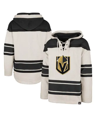 Men's '47 Brand Oatmeal Vegas Golden Knights Rockaway Lace-Up Pullover Hoodie