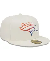 Men's New Era Cream Denver Broncos Chrome Color Dim 59FIFTY Fitted Hat