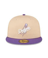 Men's New Era Peach, Purple Los Angeles Dodgers 1988 World Series Side Patch 59FIFTY Fitted Hat