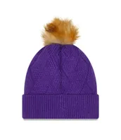 Women's New Era Purple Los Angeles Lakers Snowy Cuffed Knit Hat with Pom