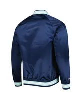 Men's Mitchell & Ness Deep Sea Blue Seattle Kraken Satin Full-Snap Varsity Jacket