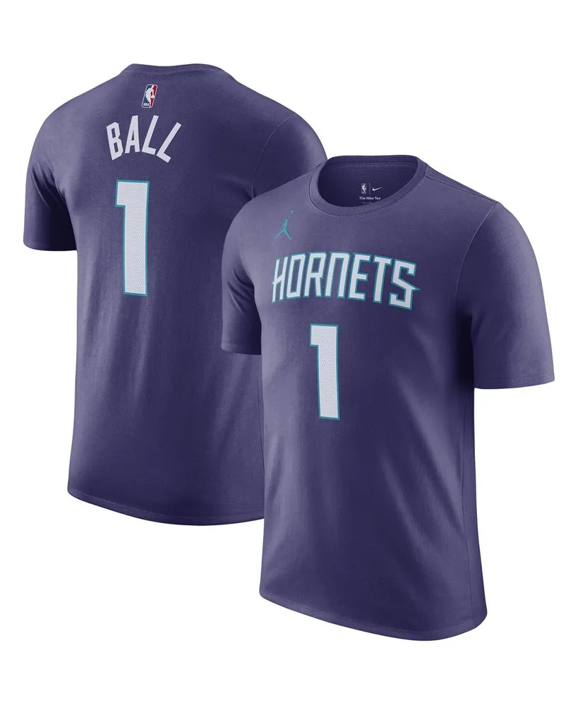 Men's Jordan LaMelo Ball Purple Charlotte Hornets 2022/23 Statement Edition Name and Number T-shirt