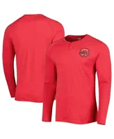 Men's Concepts Sport Heathered Red Chicago Bulls Left Chest Henley Raglan Long Sleeve T-shirt