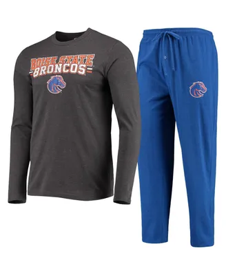 Men's Concepts Sport Royal and Heathered Charcoal Boise State Broncos Meter Long Sleeve T-shirt Pants Sleep Set