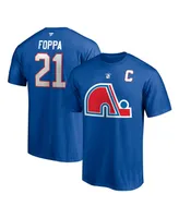 Men's Fanatics Peter Forsberg Blue Quebec Nordiques Authentic Stack Retired Player Nickname and Number T-shirt