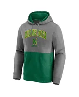 Men's Fanatics Heathered Gray and Kelly Green Minnesota North Stars Block Party Classic Arch Signature Pullover Hoodie