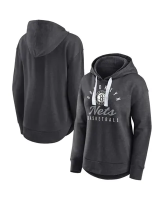 Women's Fanatics Heather Charcoal Brooklyn Nets Iconic Distribution Pullover Hoodie