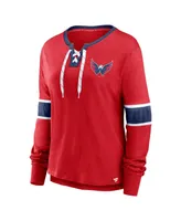 Women's Fanatics Red Washington Capitals Effervescent Exclusive Lace-Up Long Sleeve T-shirt