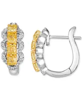 Le Vian Couture Sunny Yellow Diamond (1 ct. t.w.) & Vanilla Diamond (1/5 ct. t.w.) Hoop Earrings in 14k Gold & Platinum