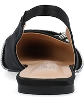 Journee Collection Women's Rebbel Rhinestone Knot Slingback Flats