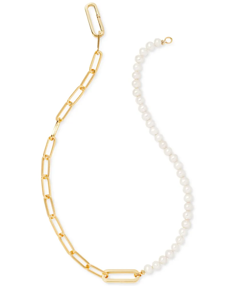 Kendra Scott 14k Gold-Plated Cultured Freshwater Pearl (6 - 6-1/2mm) Half Link 17-1/2" Collar Necklace